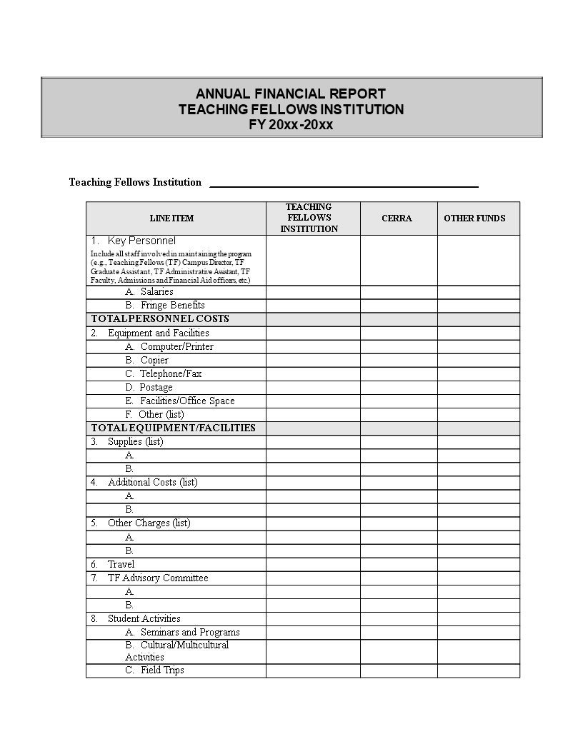 annual financial report template Hauptschablonenbild