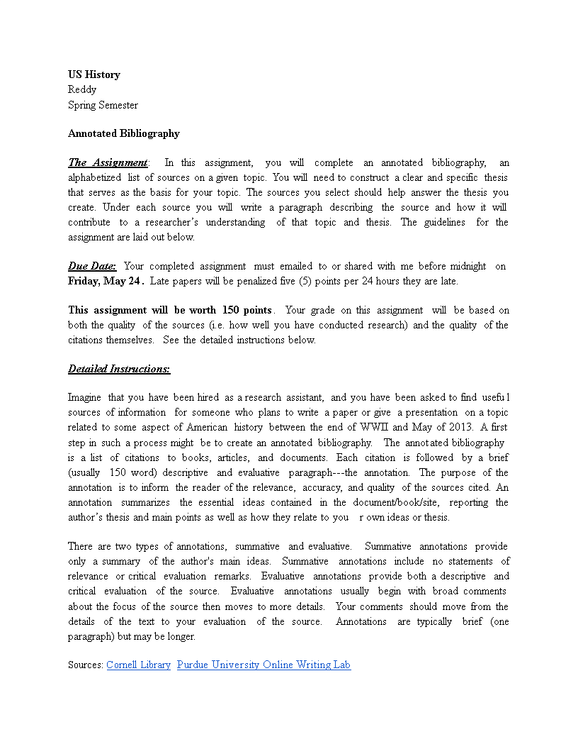 blank annotated bibliography papers template