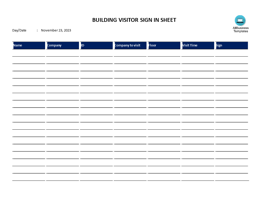 sample sign in sheet template