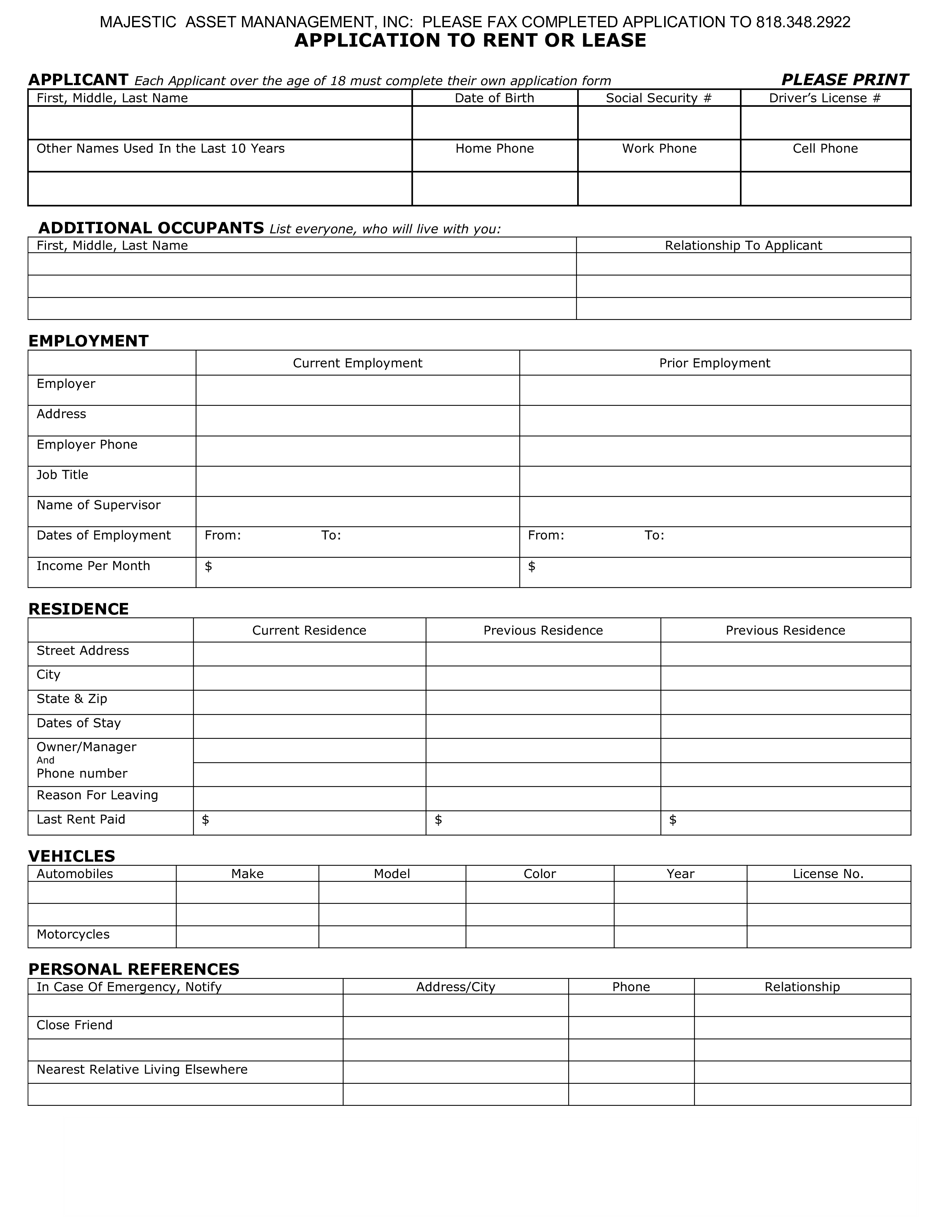 apartment lease application modèles