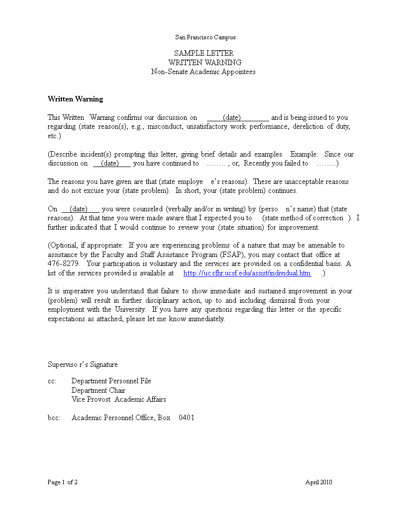 Academic Warning Letter main image