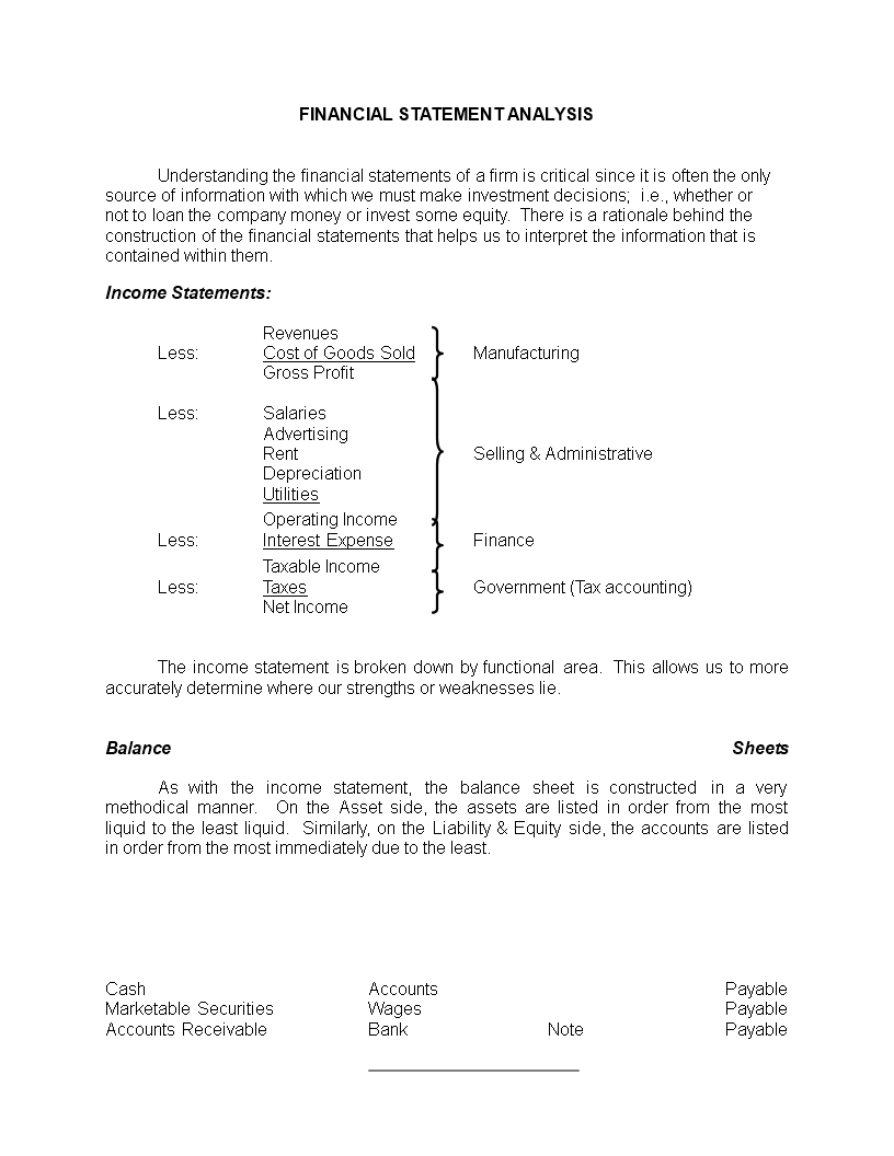 Financial Income Statement Analysis 模板