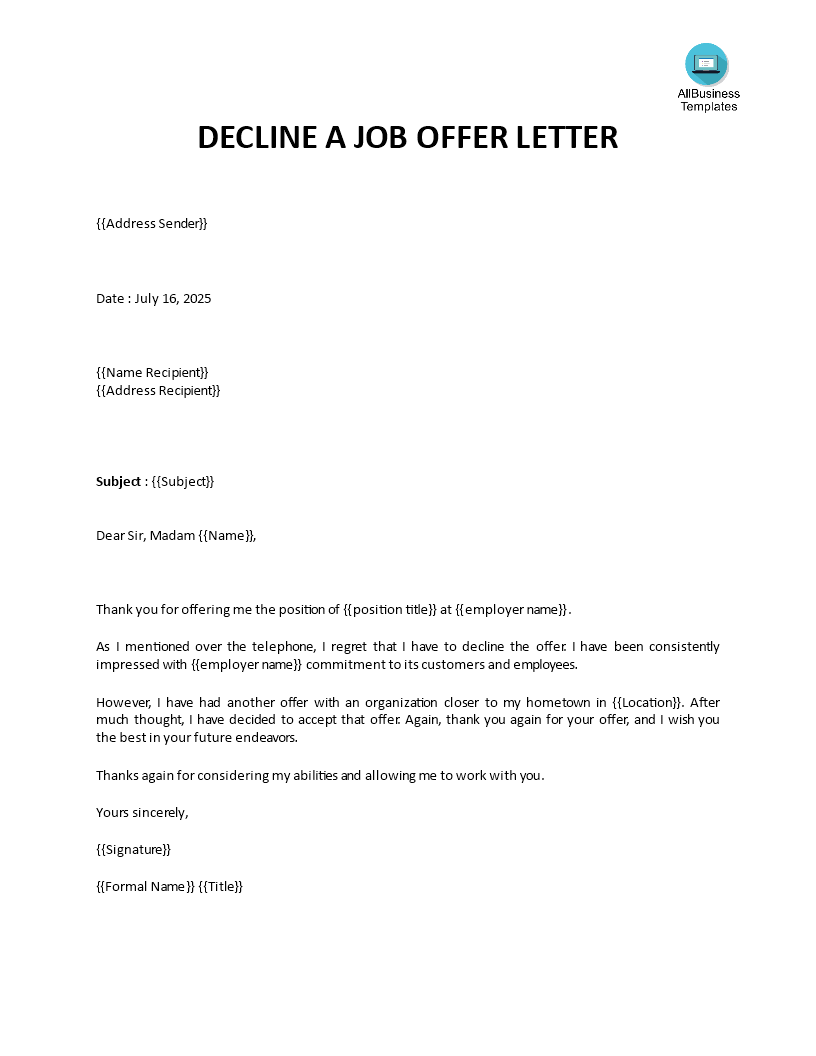 Decline Job Offer main image