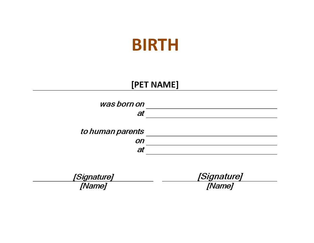 Pet Certificate of Birth  Templates at allbusinesstemplates.com Pertaining To Editable Birth Certificate Template