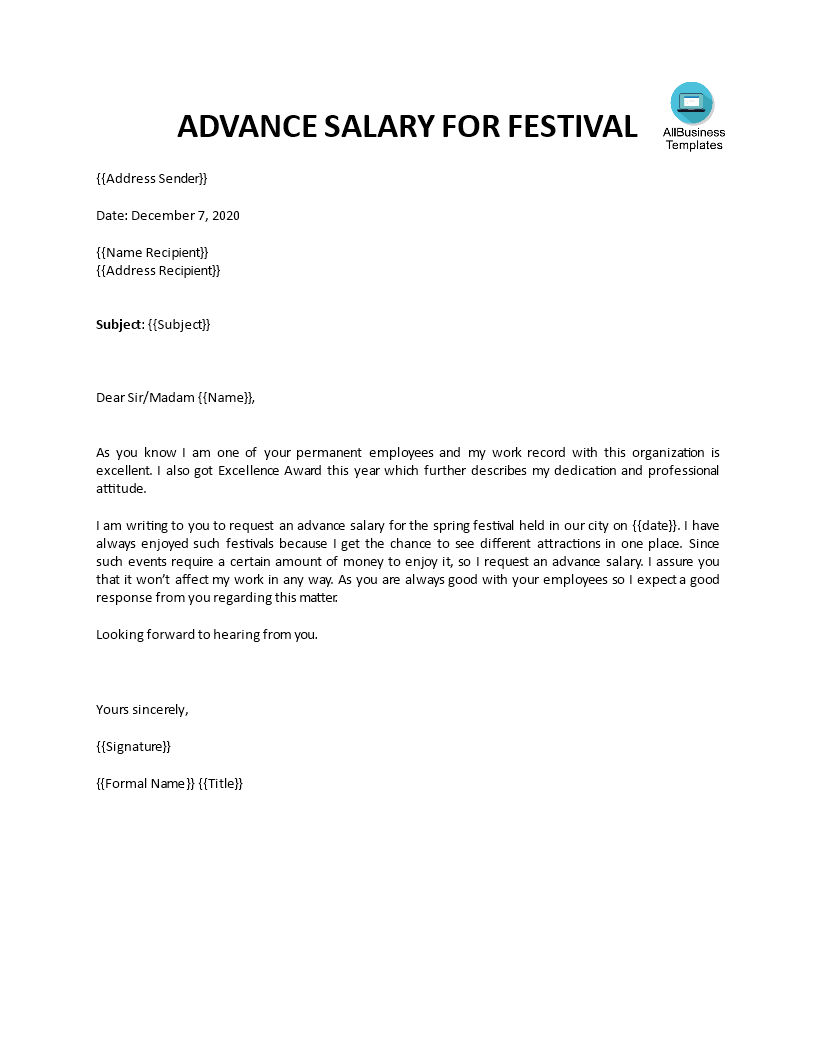 request for advance salary voorbeeld afbeelding 