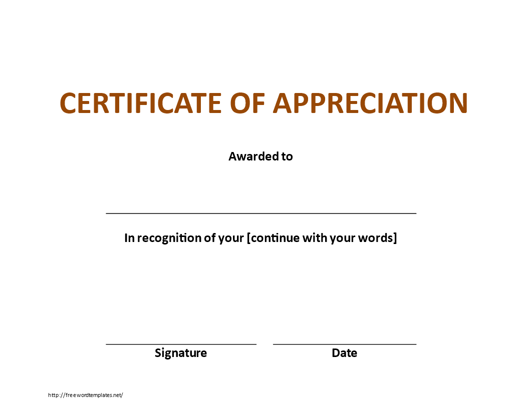 Kostenloses Certificate of Appreciation sample Inside Formal Certificate Of Appreciation Template