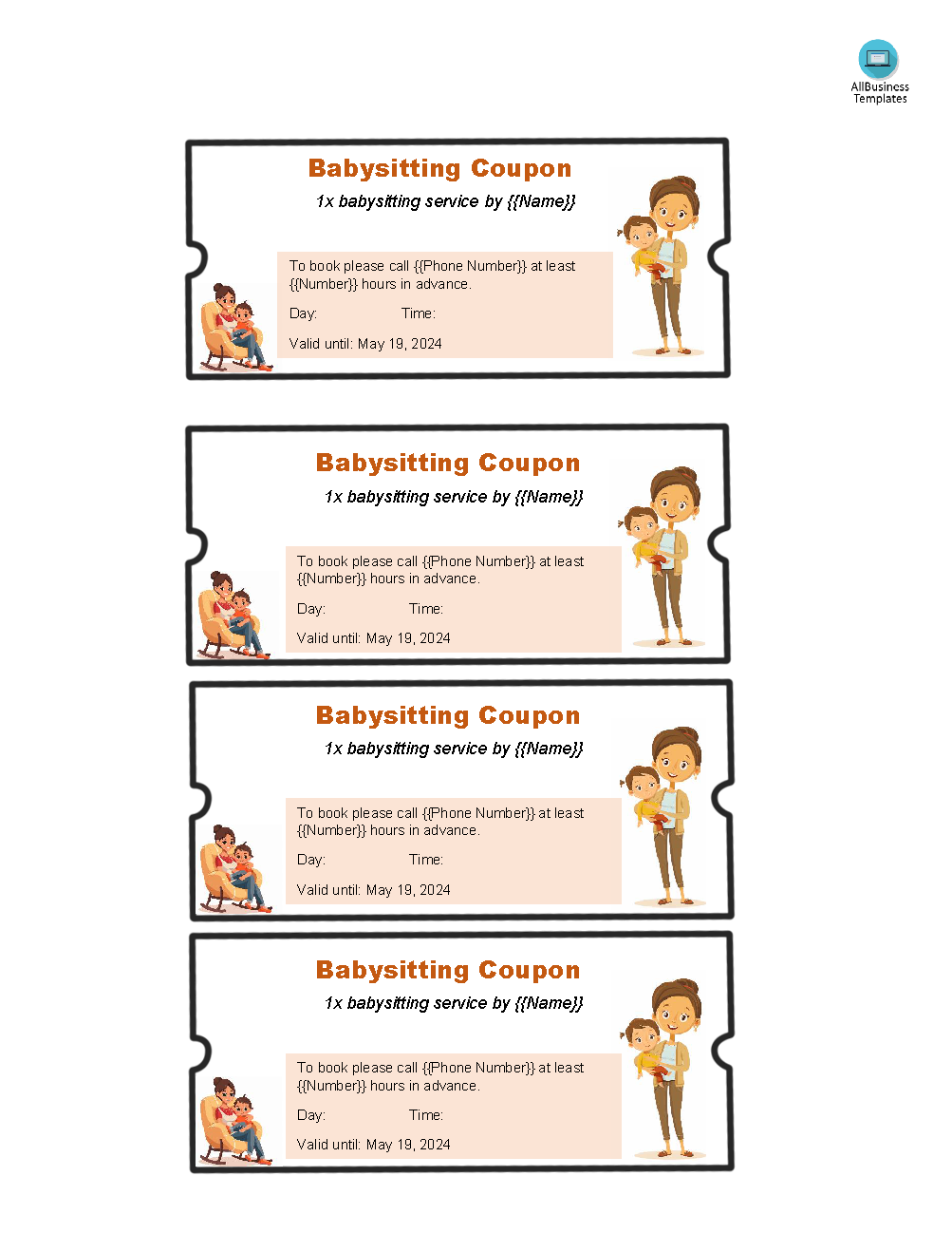 babysitting coupon template word modèles