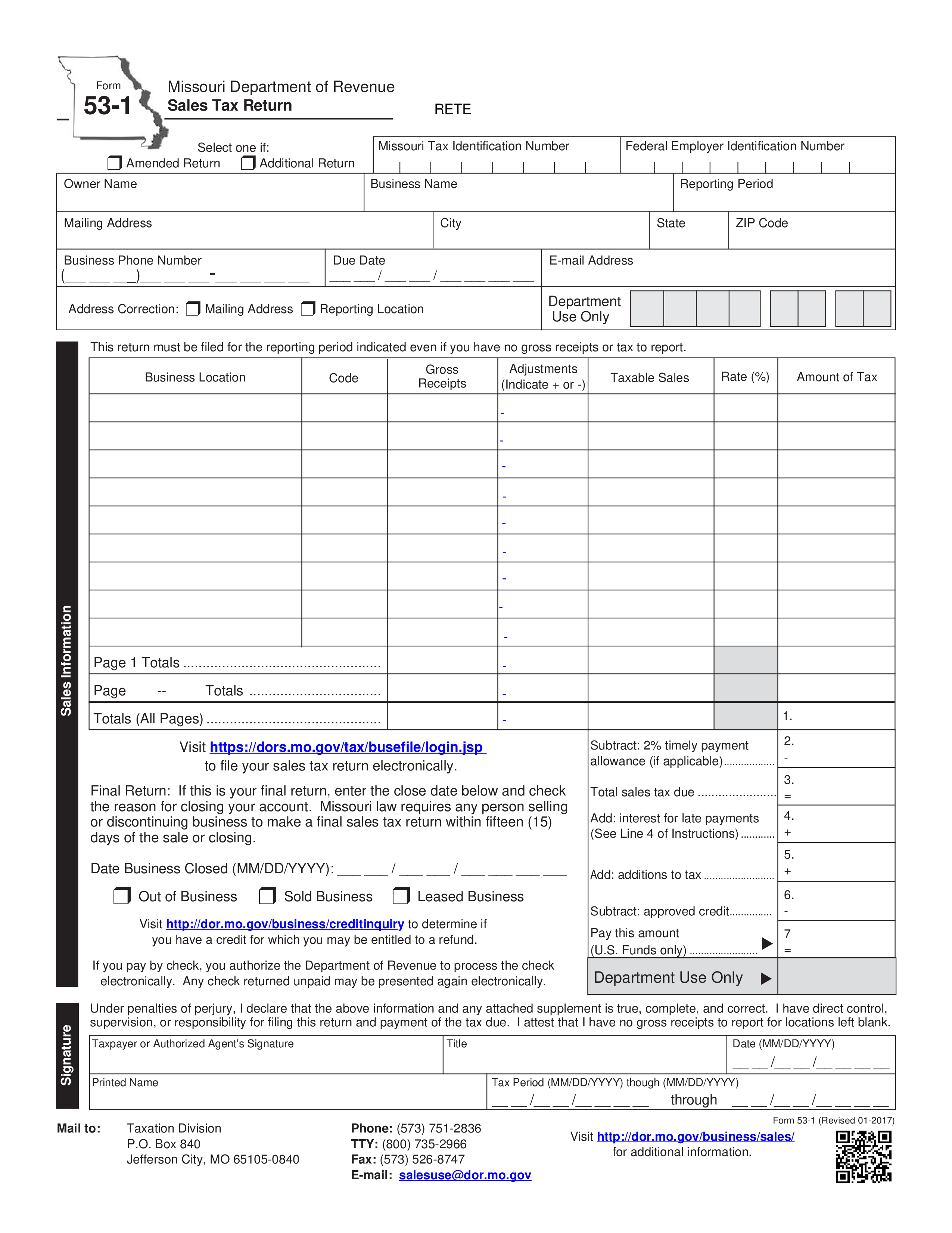 annual sales tax report template