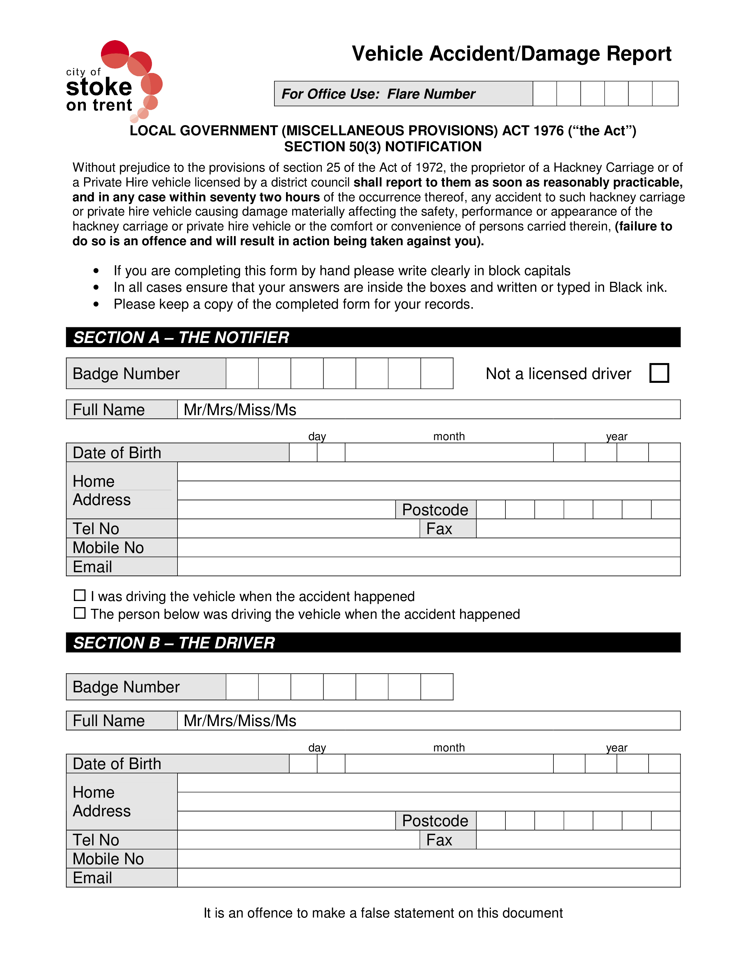 Taxi Accident Form main image