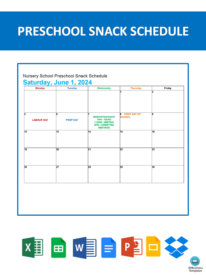 preschool snack schedule plantilla imagen principal