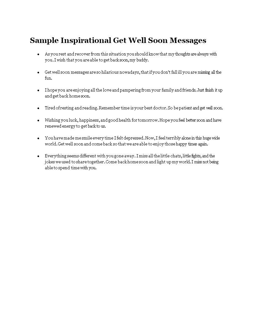 sample inspirational get well soon messages template