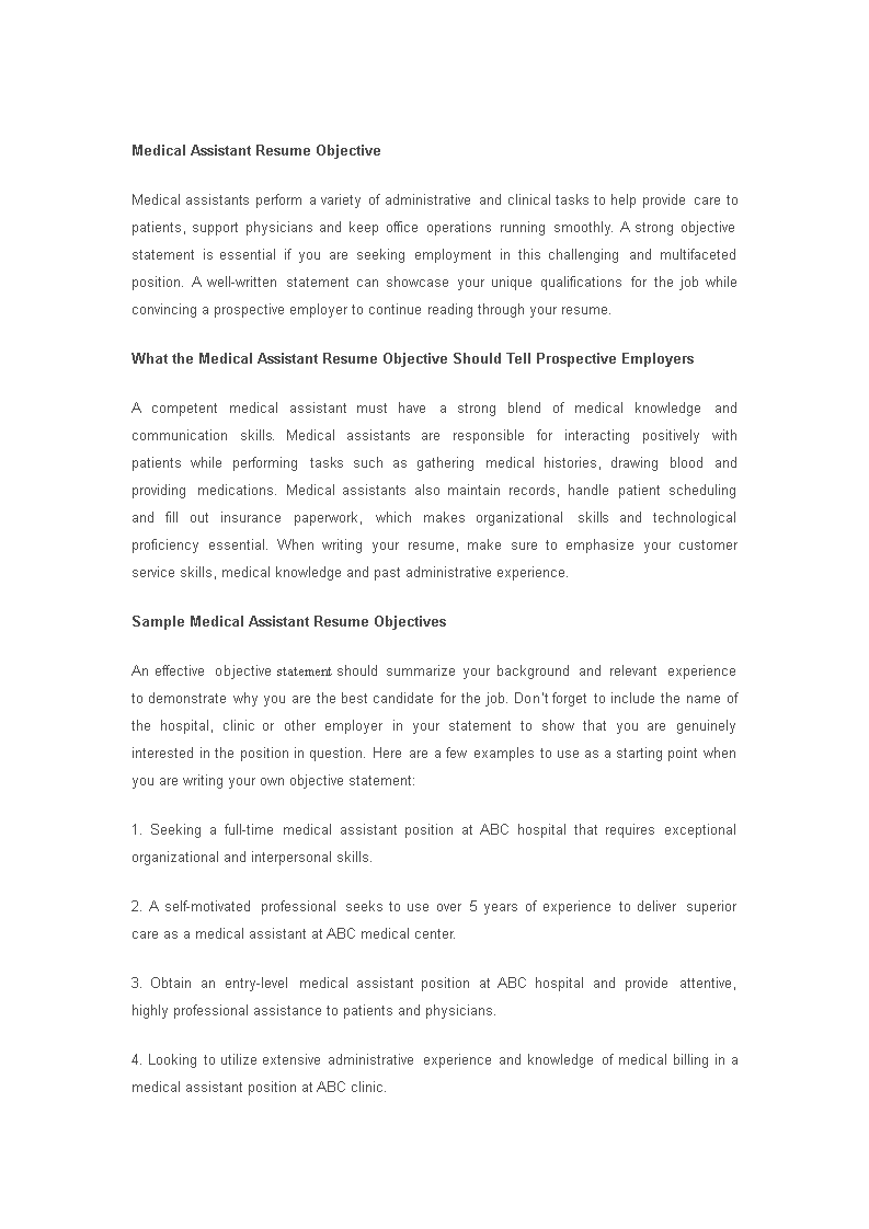 Medical Assistant Curriculum Vitae Sample main image