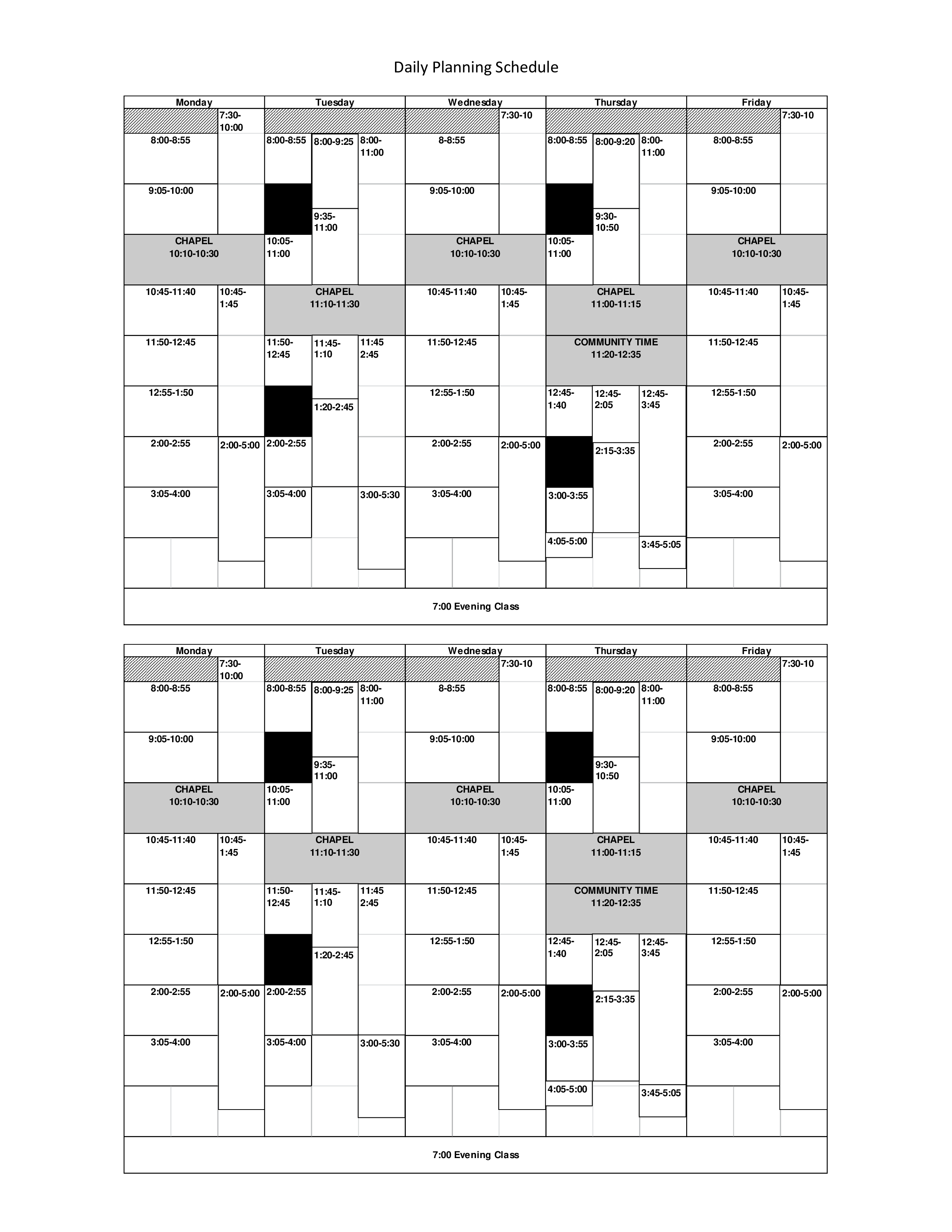 daily planning schedule printable plantilla imagen principal