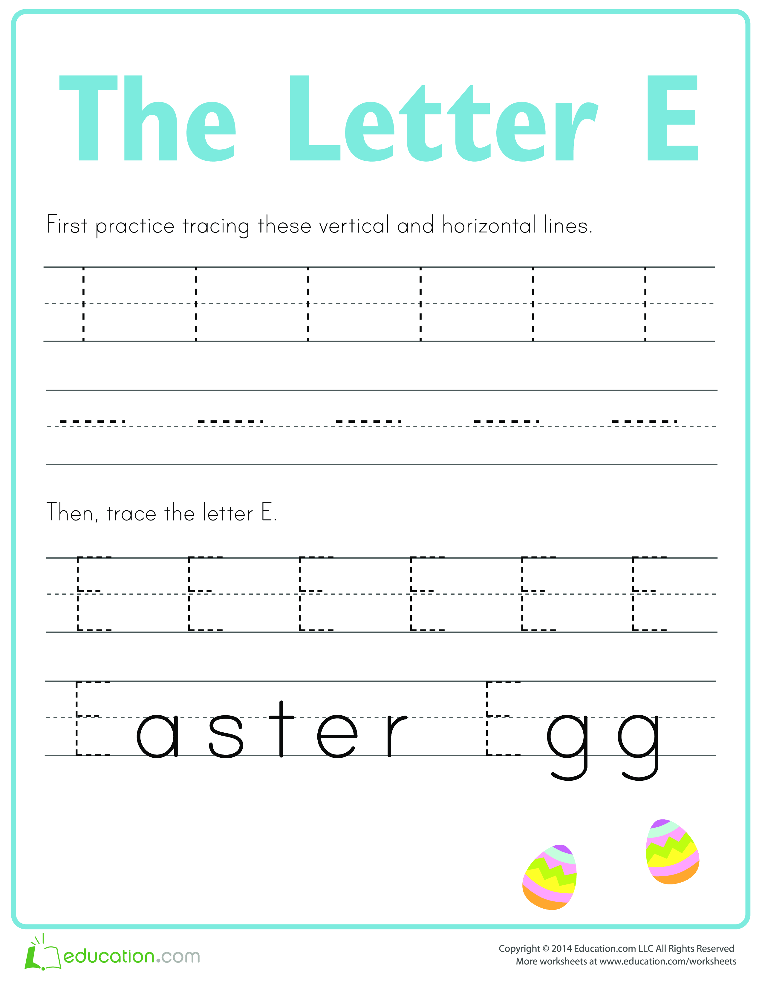 practice to write letter e template