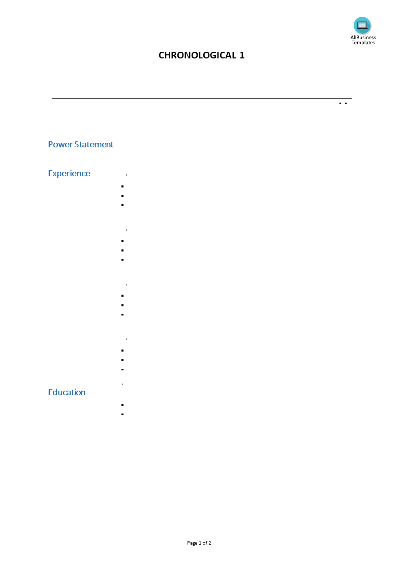 chronological resume sample voorbeeld afbeelding 