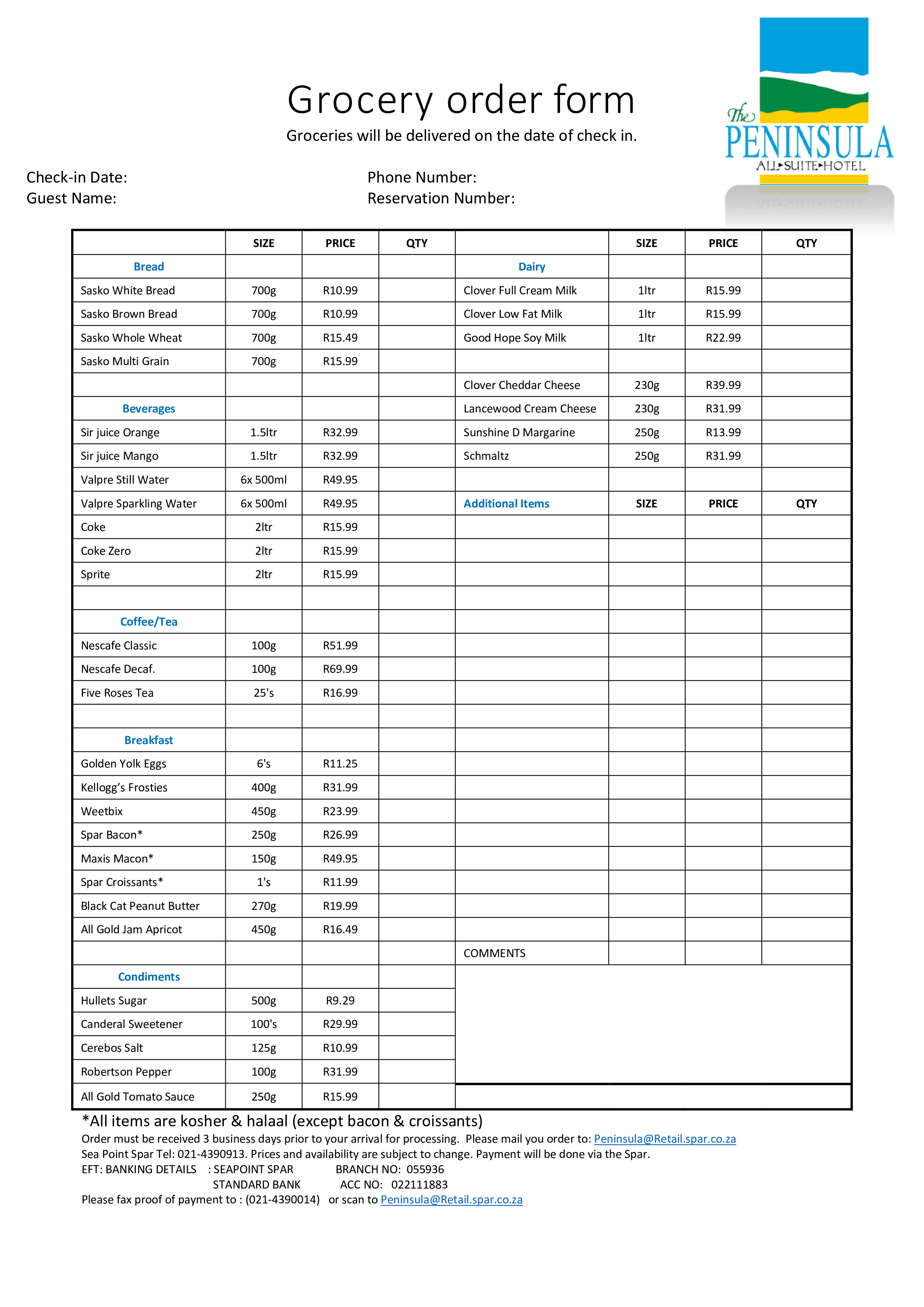 grocery order modèles