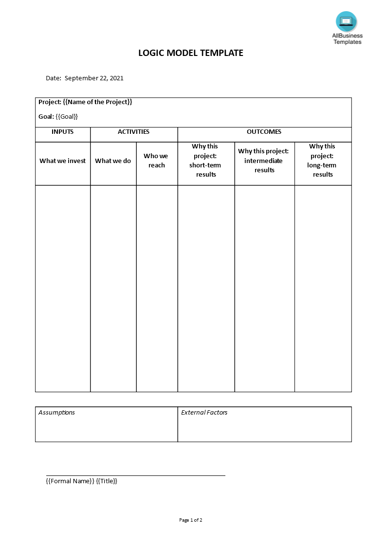 logic model template modèles