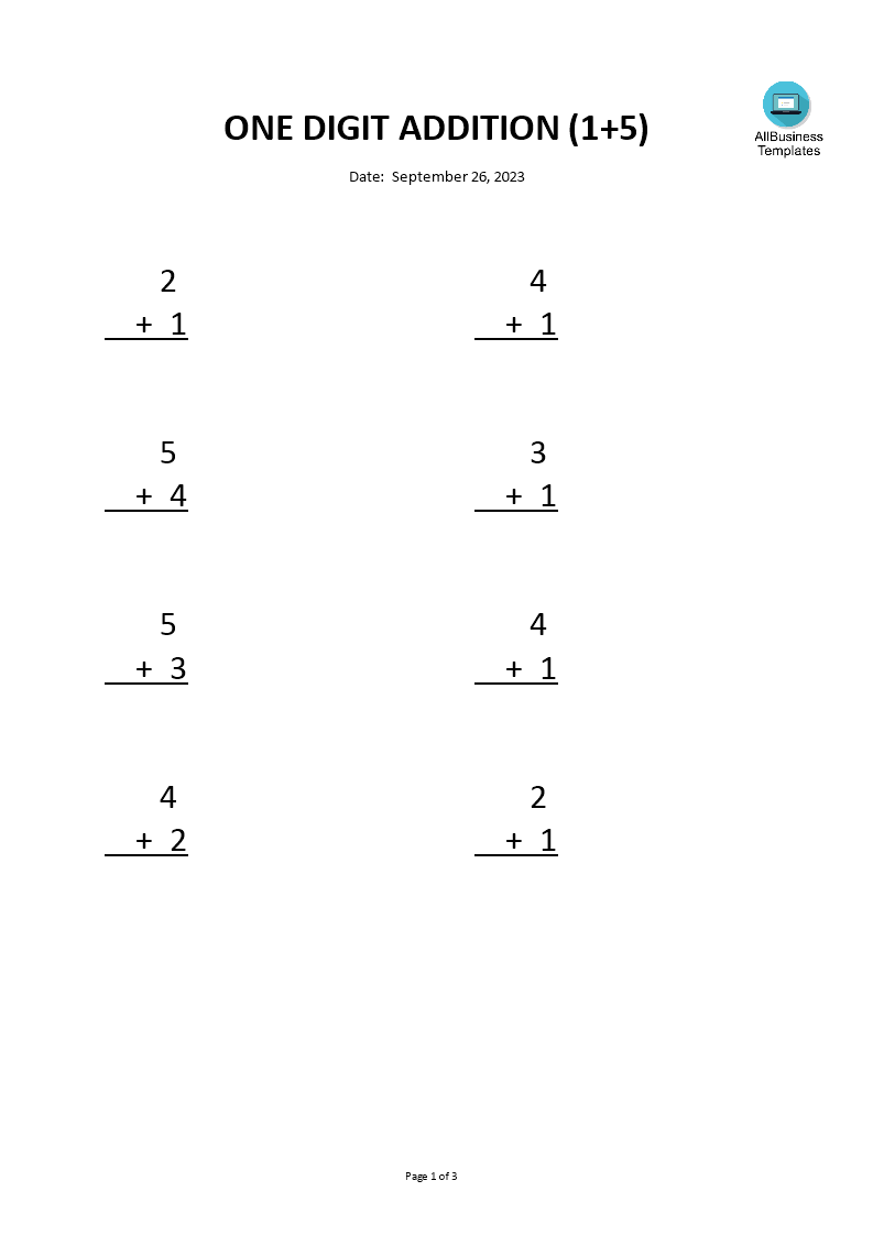 addition worksheet plantilla imagen principal