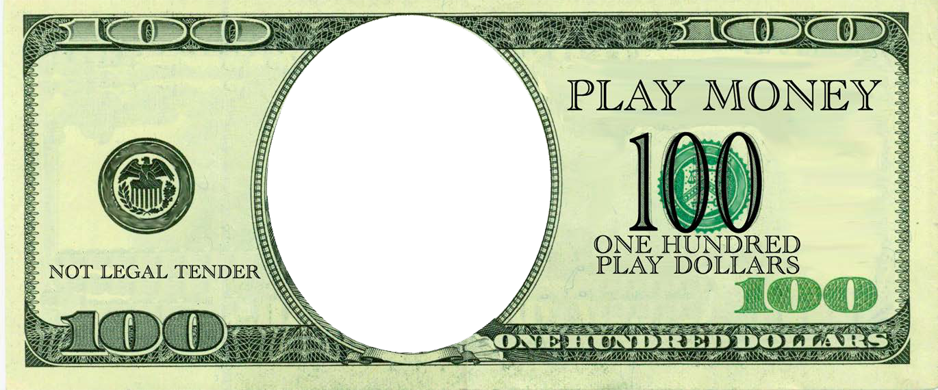 100 dollars play money template