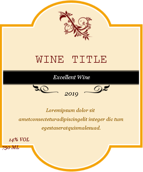 wine label word format Hauptschablonenbild