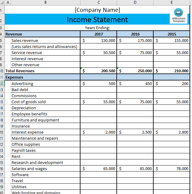 Business Income Statement main image