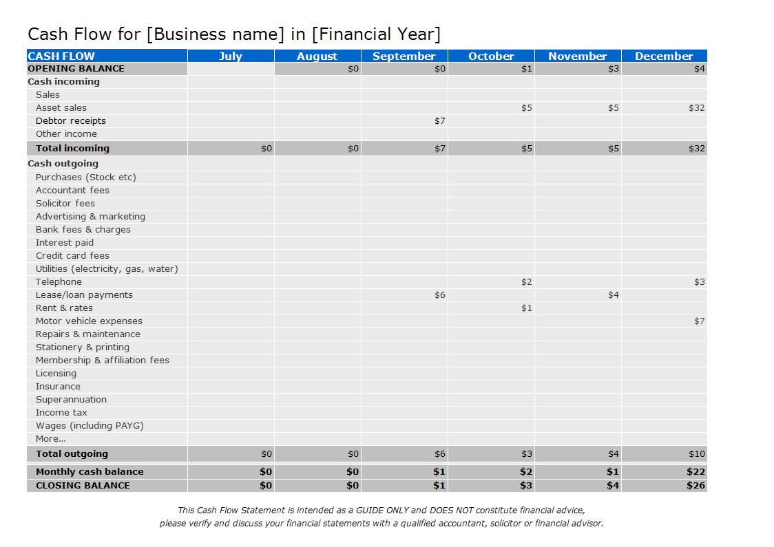 cash flow statement sheet plantilla imagen principal