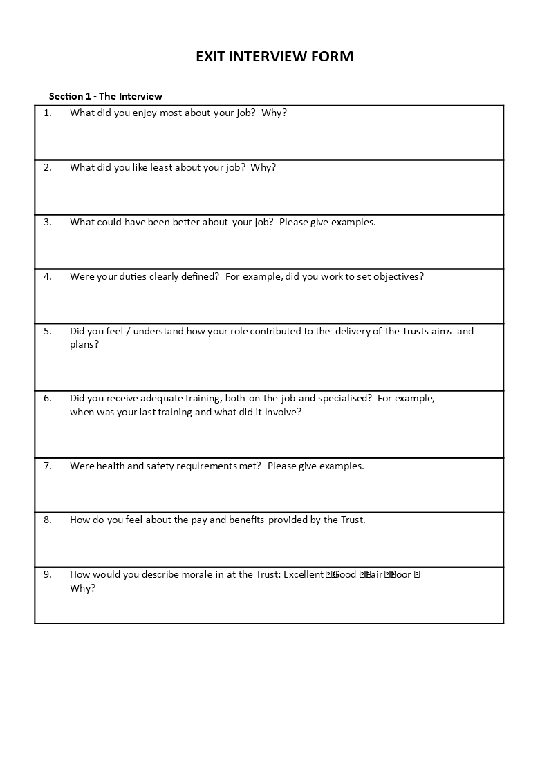 exit interview form template