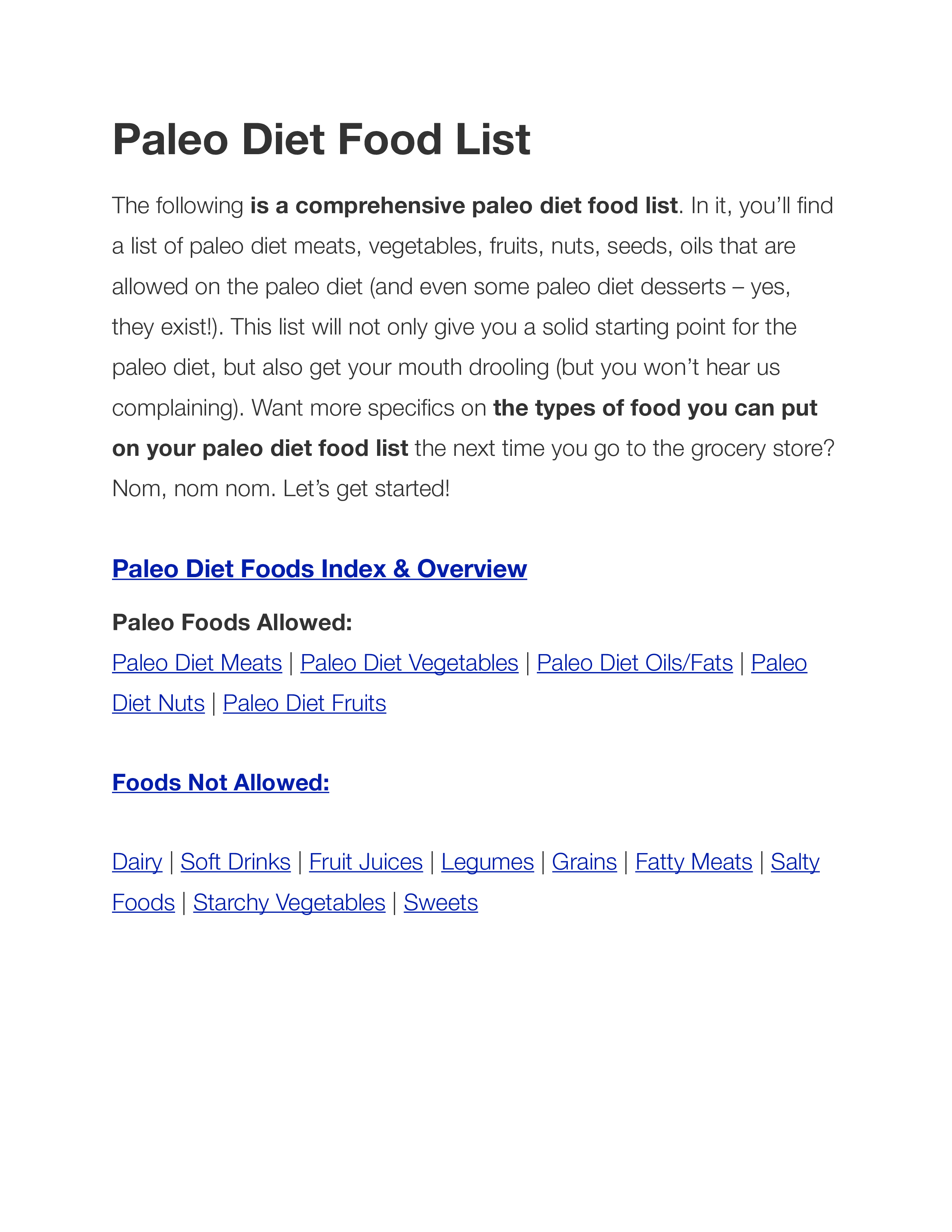 paleo diet food list pdf template