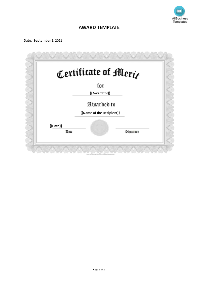 award template template