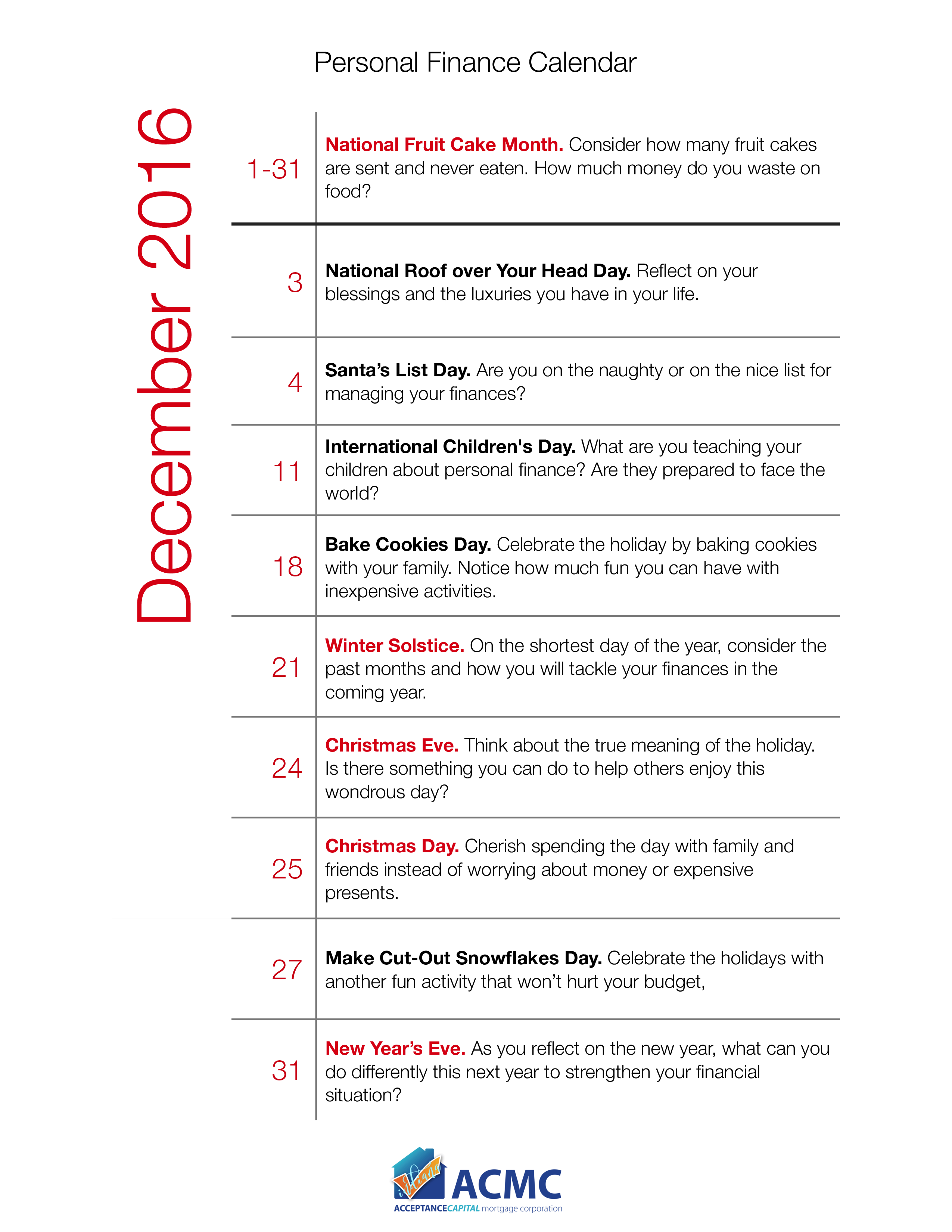 personal financial calendar template