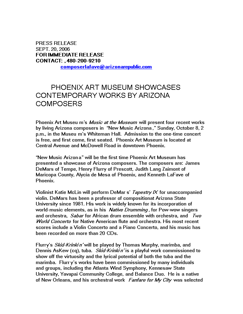 Kostenloses Music Press Release