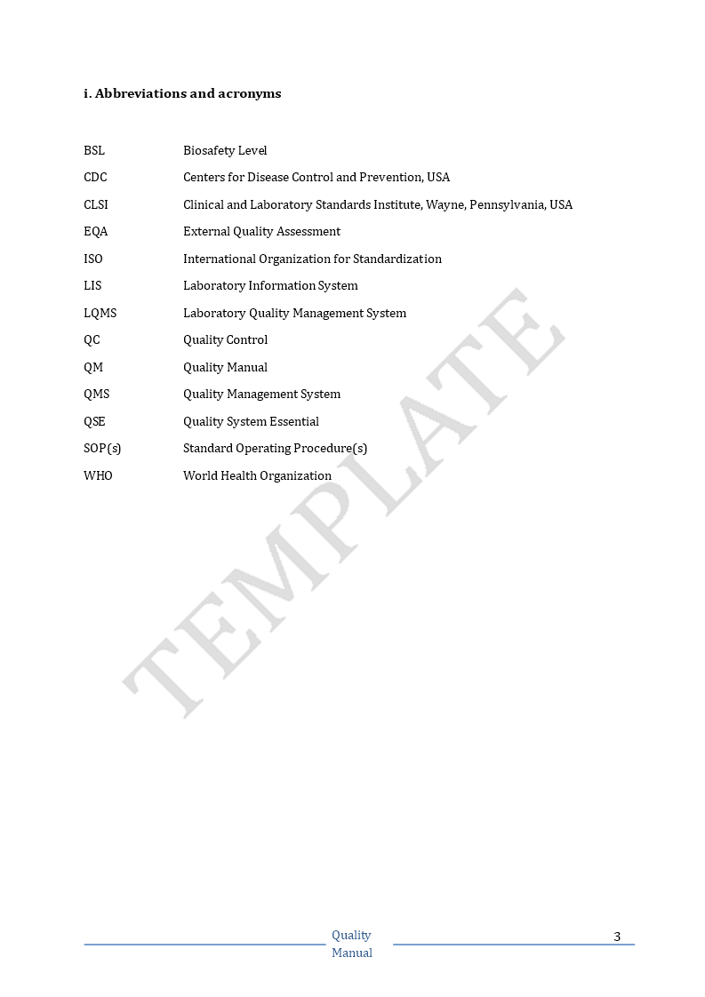 Quality Manual Template Templates at