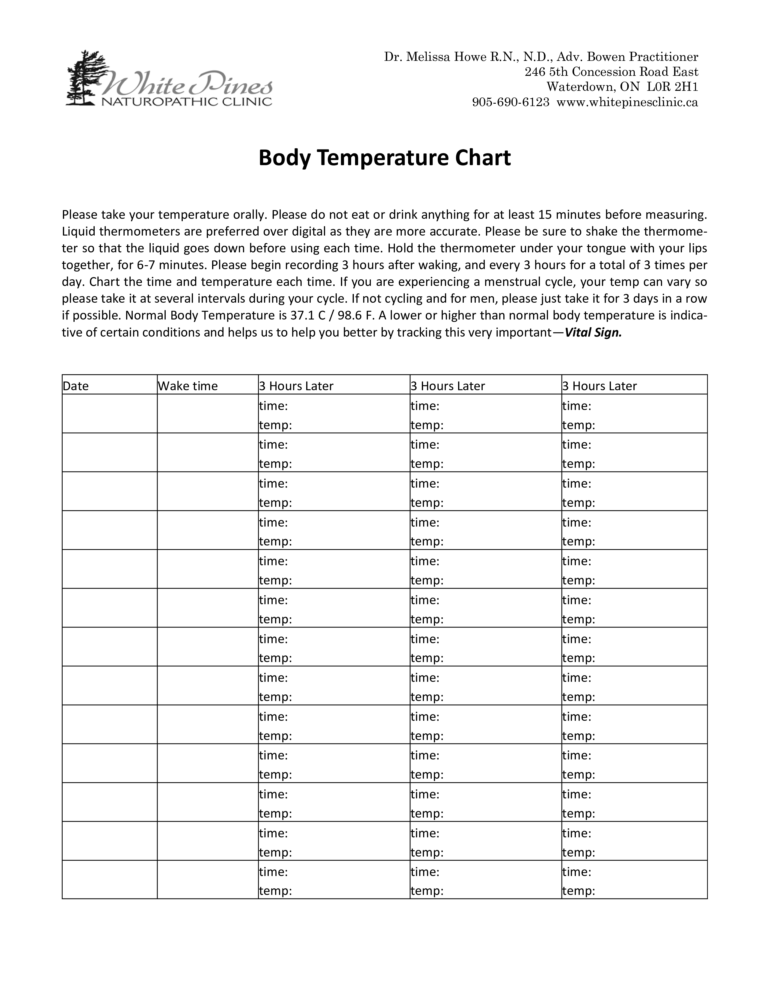 Body Temperature Chart main image