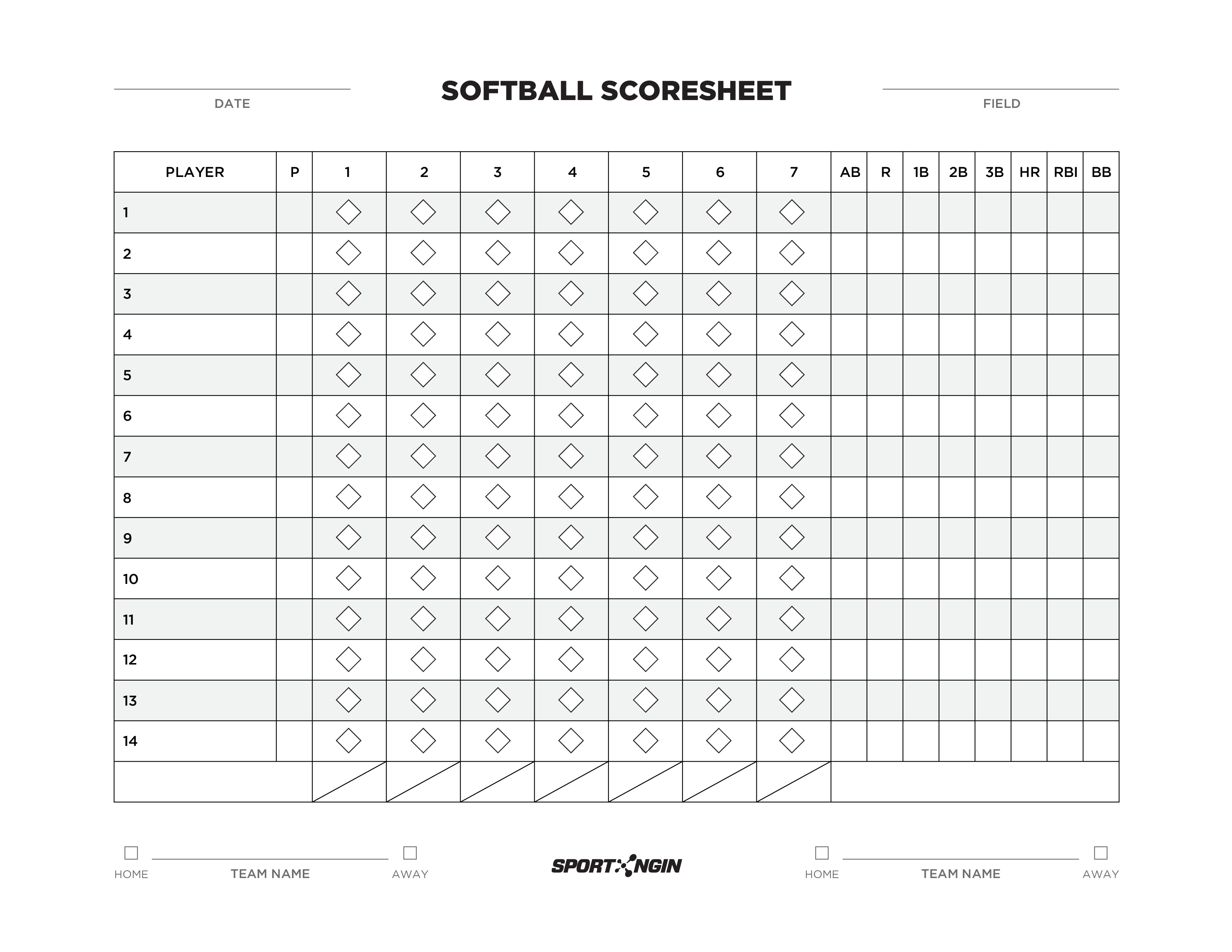 Softball Scoring Sheet Printable