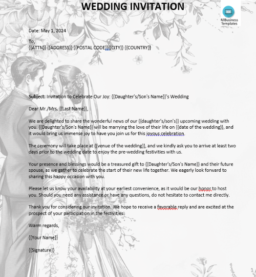 wedding invitation wording template