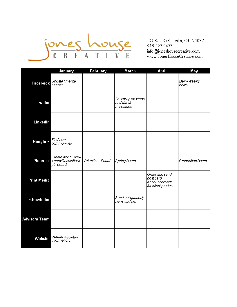 weekly marketing agenda template