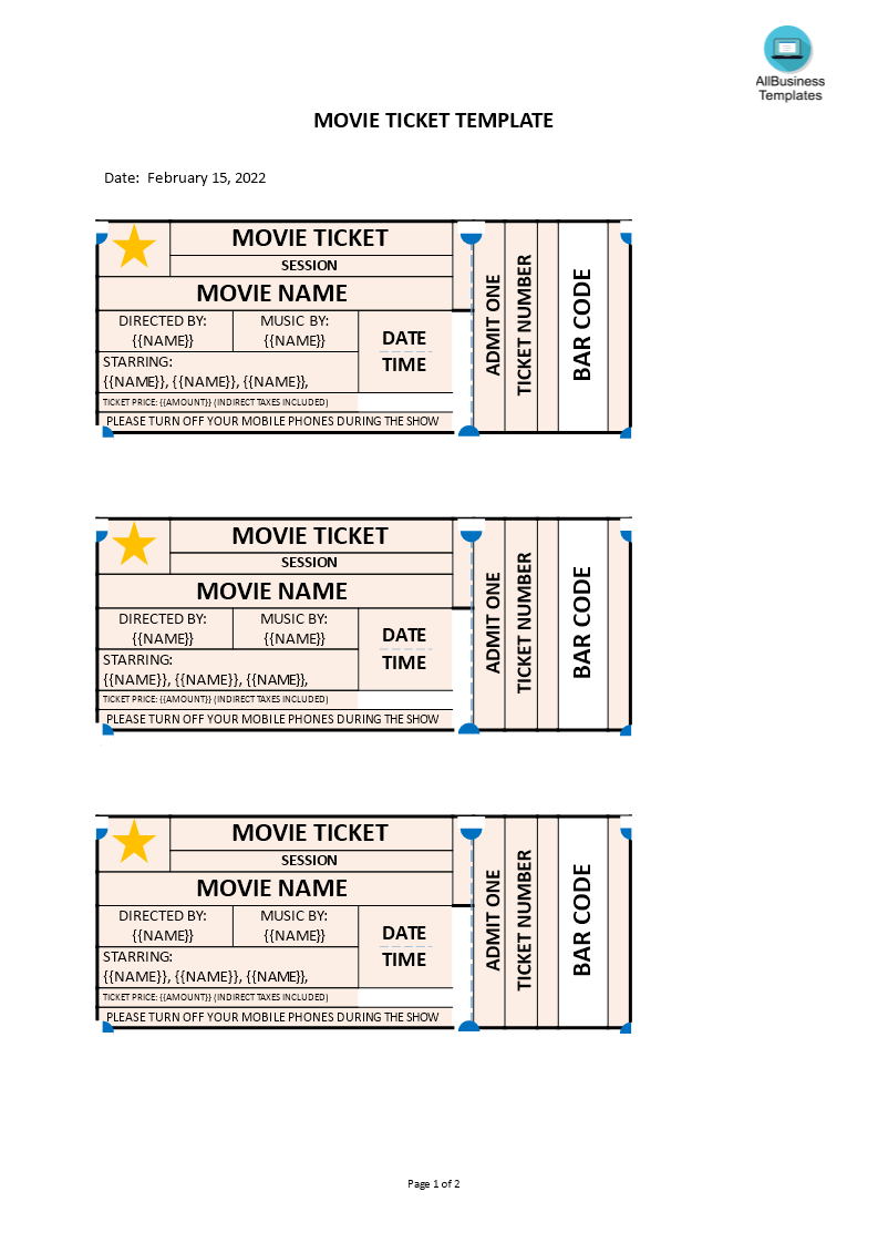 Cinema Ticket Template 模板