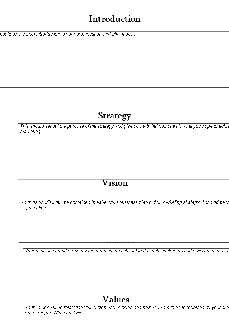 digital marketing strategy template