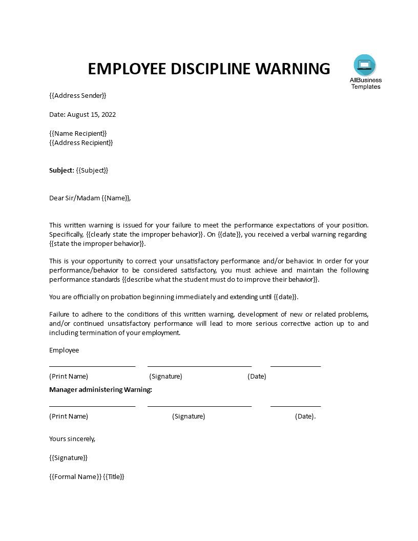 Employee Discipline Warning main image