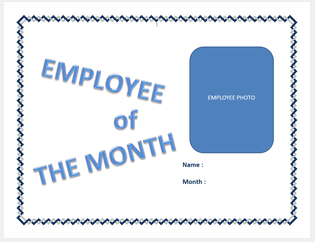 employee of the month certificate with photo voorbeeld afbeelding 