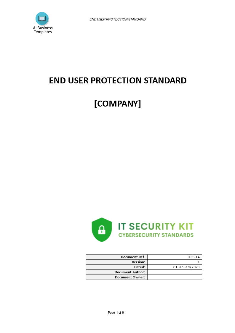 end user protection it standard voorbeeld afbeelding 