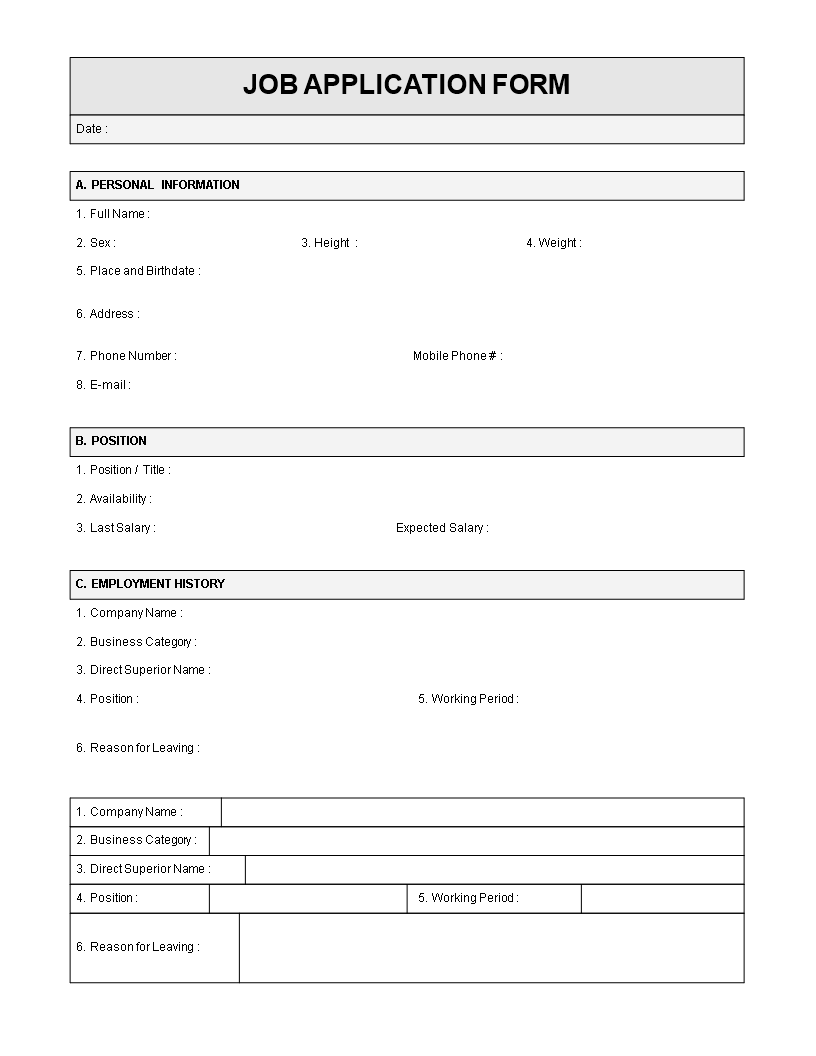 Employee Job Application Template from www.allbusinesstemplates.com