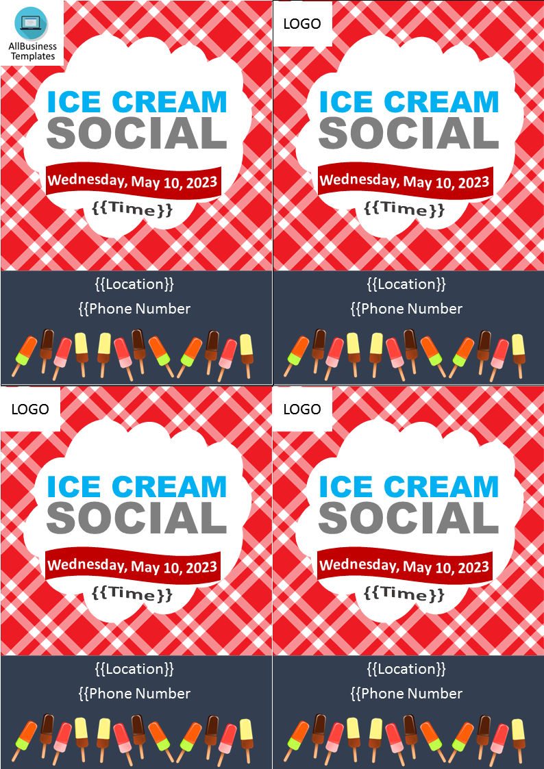 ice cream social flyer voorbeeld afbeelding 