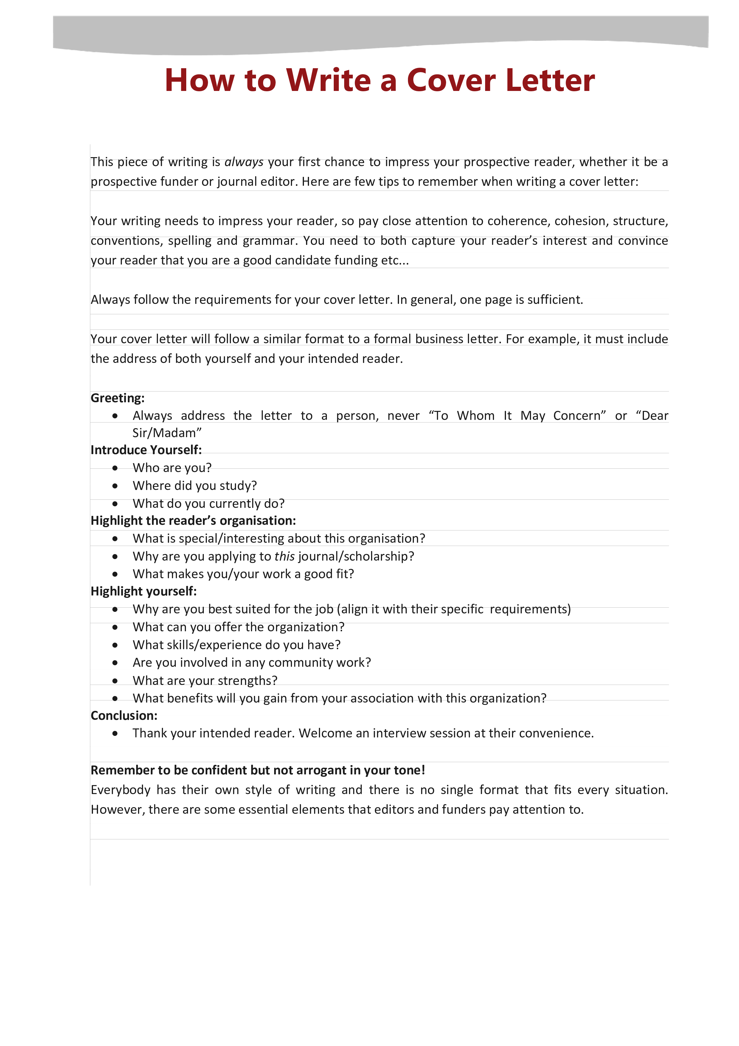 Resume Cover Letter Format main image