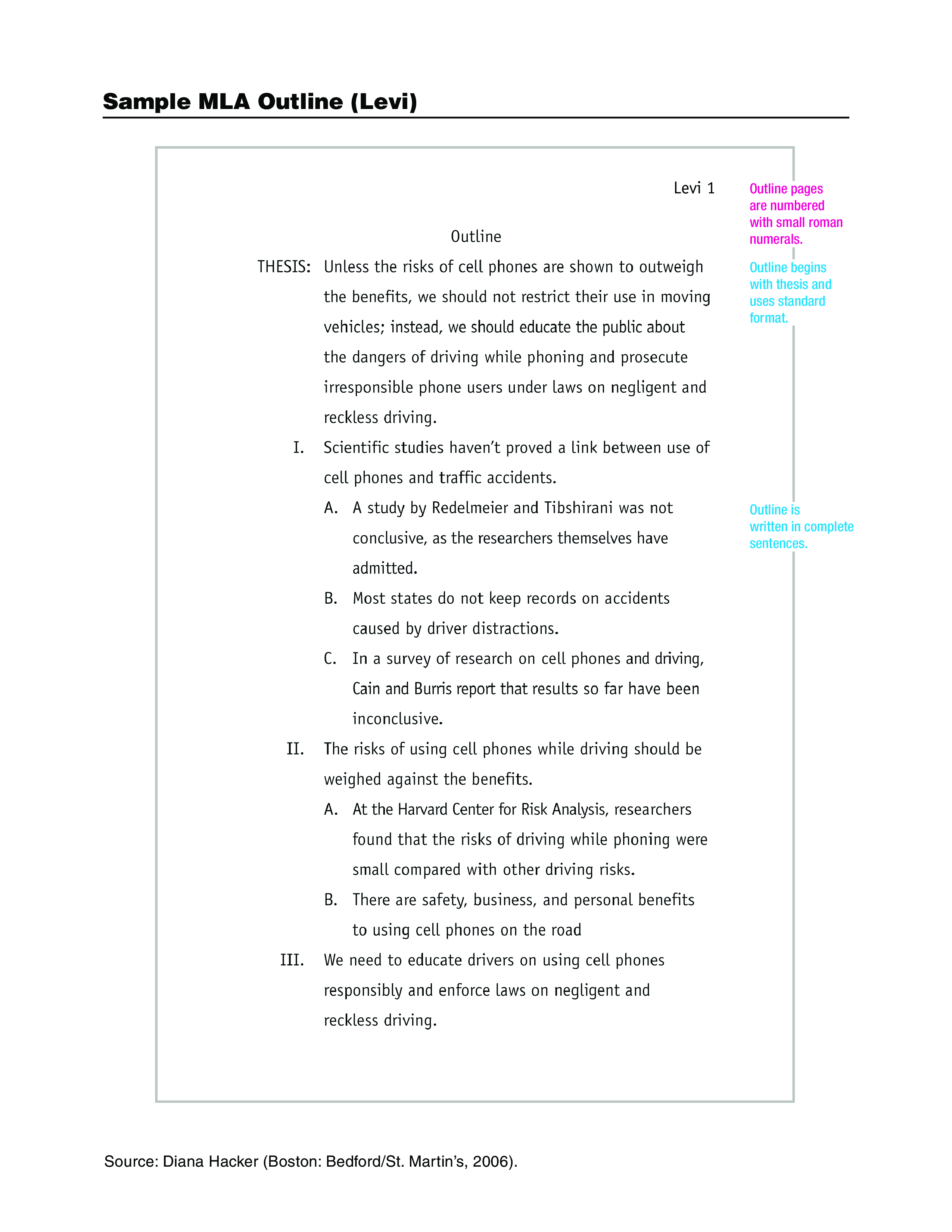 example of an outline for a research paper in mla format