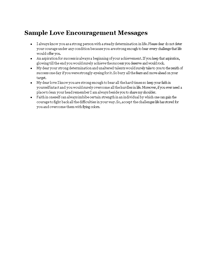 love encouragement messages template