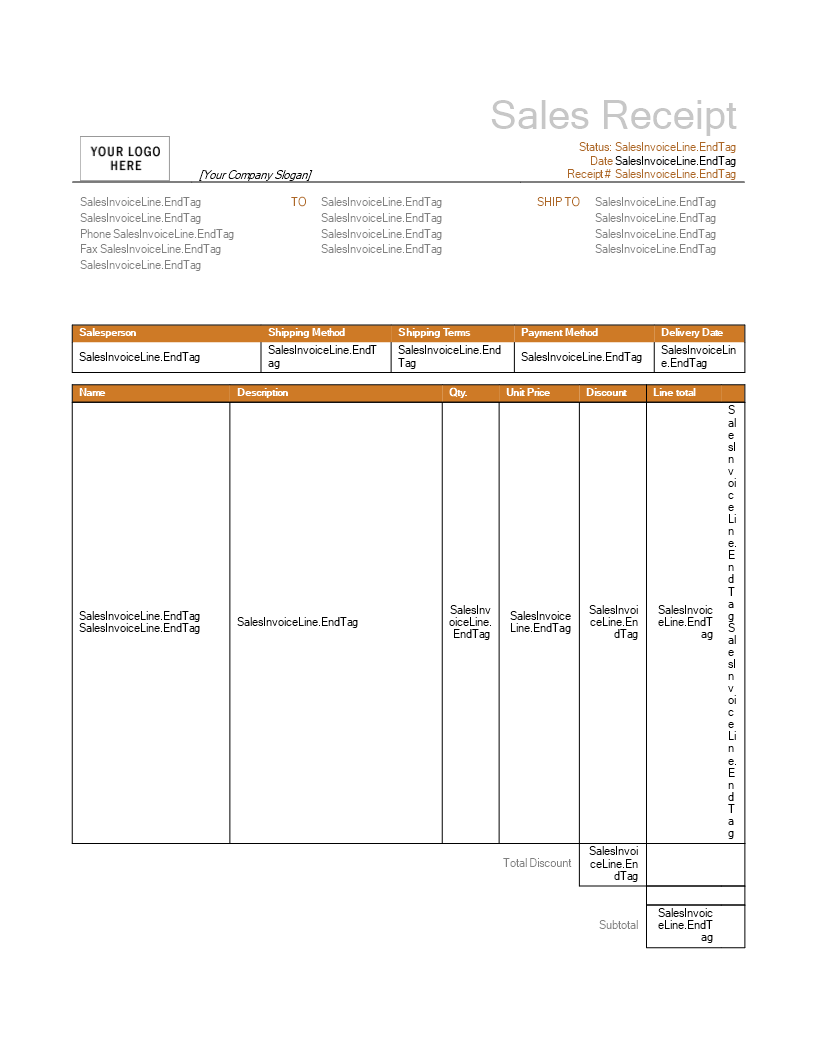 sales receipt format word modèles