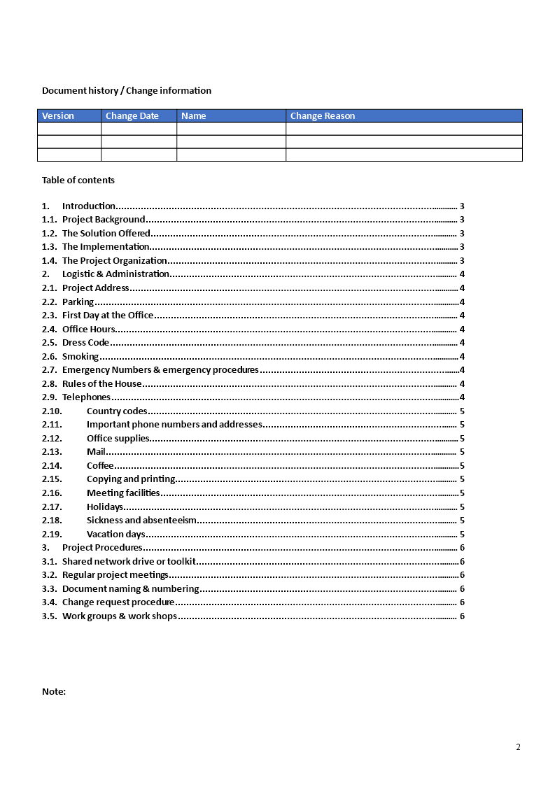 project management handbook Hauptschablonenbild