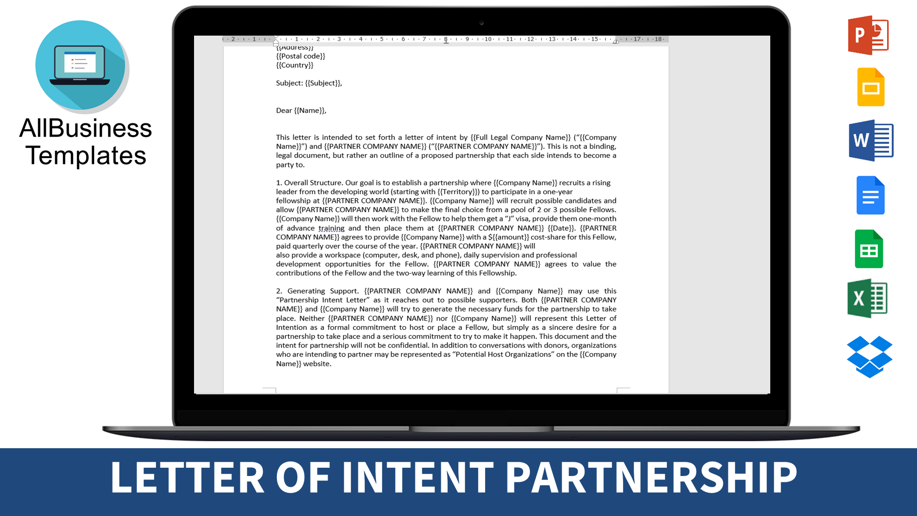 business partnership letter of intent template