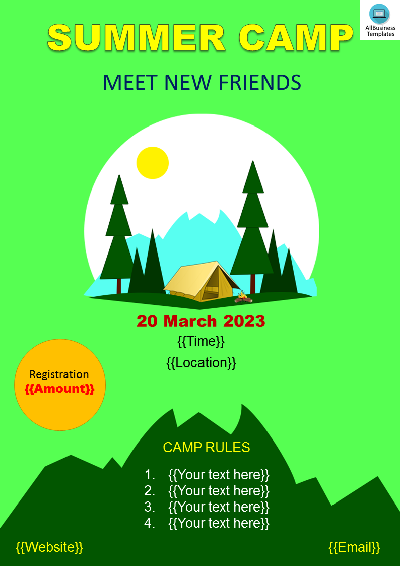 summer camp flyer sample voorbeeld afbeelding 